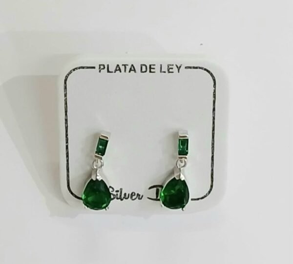 Pendientes simil esmeralda | Plata de Ley
