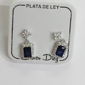 Pendientes simil Zafiro con Strass y Circonita | Plata de Ley