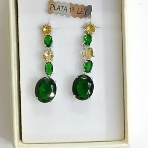 Pendientes Exclusivos de Plata y Cristal Verde | Plata de Ley
