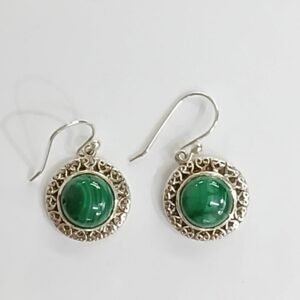 Pendientes plata labrada y malaquita | Plata de Ley