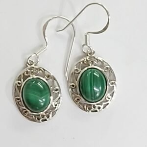Pendientes plata labrada y malaquita | Plata de Ley