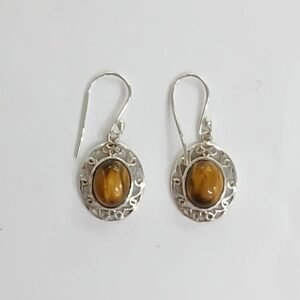 Pendientes plata labrada y ojo de tigre | Plata de Ley