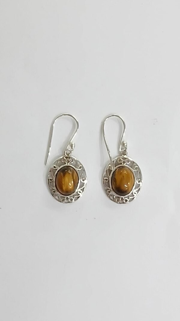 Pendientes plata labrada y ojo de tigre | Plata de Ley