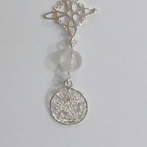 Colgante nudo de bruja, cuarzo blanco y tetragramaton | Plata de Ley