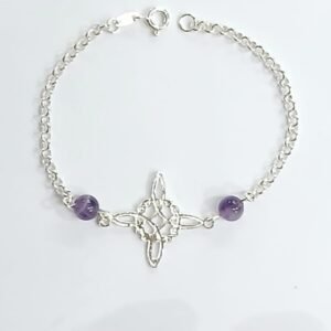 Pulsera Amatista y Nudo de Bruja | Plata de Ley