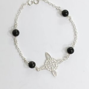 Pulsera Onice y Nudo de Bruja | Plata de Ley