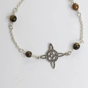 Pulsera Ojo de Tigre y Nudo de Bruja | Plata de Ley
