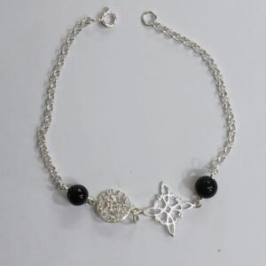 Pulsera Onice, Tetragramaton y Nudo de Bruja | Plata de Ley