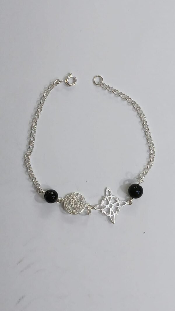Pulsera Onice, Tetragramaton y Nudo de Bruja | Plata de Ley