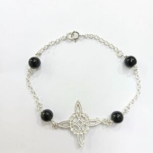 Pulsera Onice y Nudo de Bruja | Plata de Ley