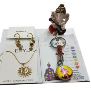 Pack colgante, llavero, pendientes y Ganesha