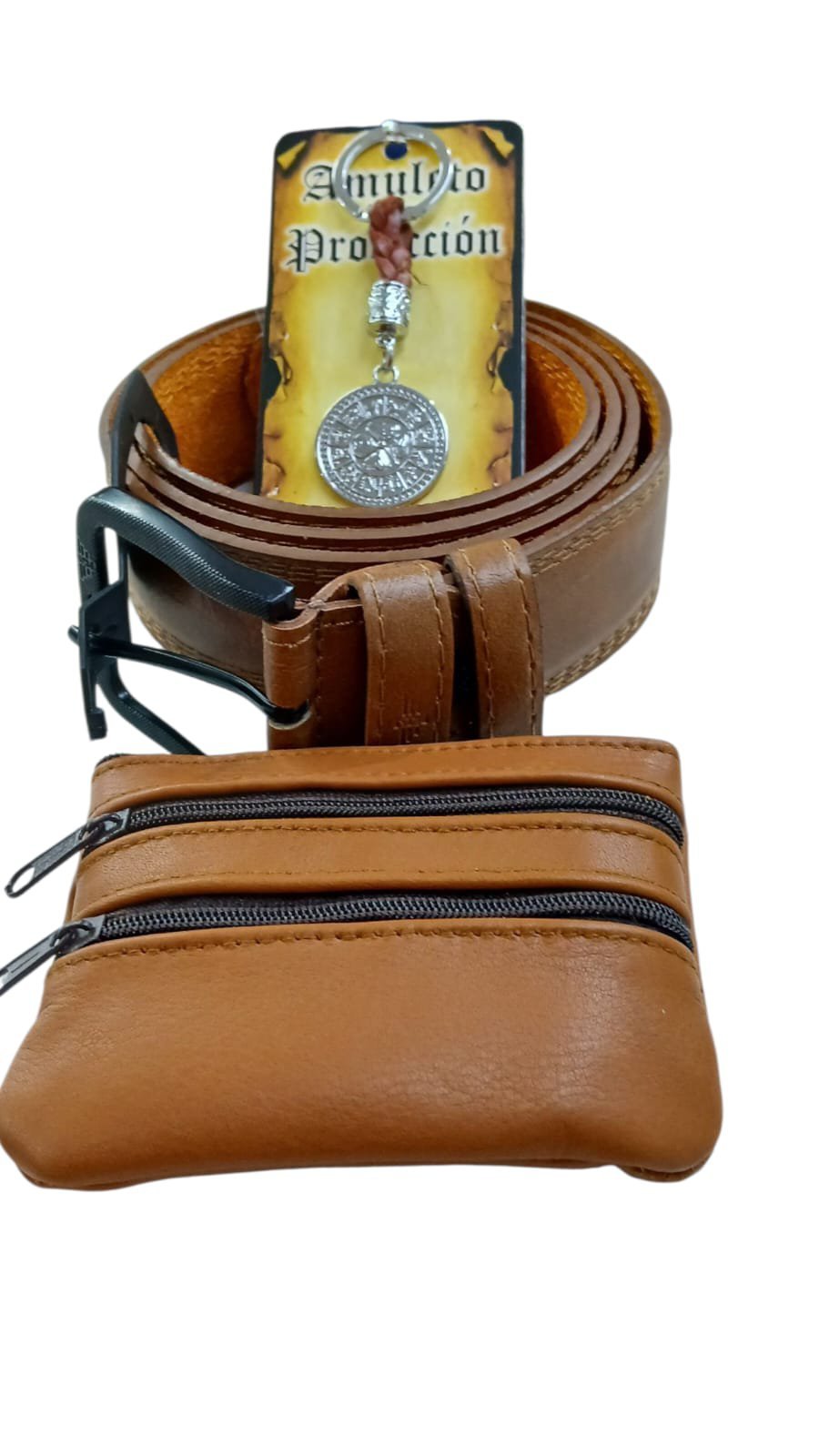 Pack cinturón, llavero y monedero