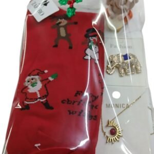 Pack calcetines navideños, broche de elefante, colgante de acero y figurita de ganesha