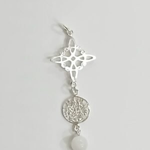 Colgante nudo de bruja, tetragramaton y piedra luna | Plata de Ley