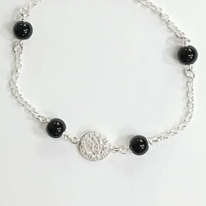 Pulsera tetragramaton y piedras Onice | Plata de Ley