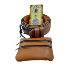 Pack Cinturón de piel, monedero y Llavero