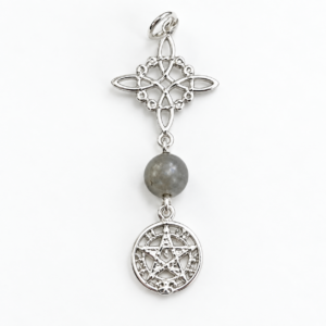 Colgante nudo de bruja, labradorita y tetragramaton | Plata de Ley