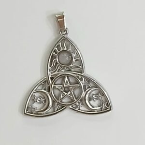 Colgante Triqueta con piedra Luna 4x4 cm | Acero