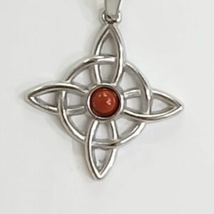 Colgante Nudo de Bruja con Jaspe Rojo 3 cm | Acero