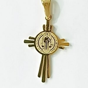 Cruz de San Benito 3 cm | Acero dorado