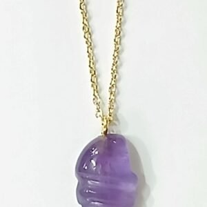Cadena con Amatista 3 cm | Acero dorado