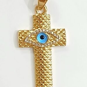 Colgante Cruz y Ojo que todo lo ve dorado 4x3 cm