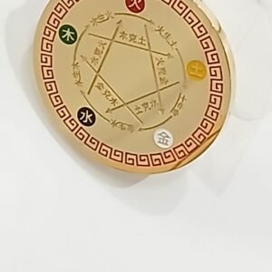 Colgante Espejo Talismán feng shui dorado 3x3 cm