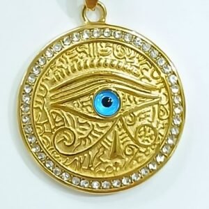 Colgante Ojo de Horus con circonitas dorado 4x4 cm