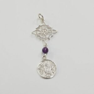 Colgante Amatista, Nudo de Bruja y Tetragrammaton | Plata de Ley