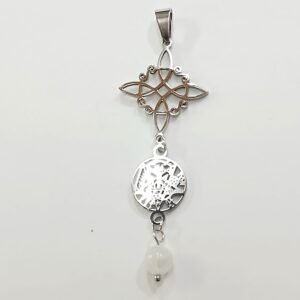 Colgante Cuarzo Blanco, Nudo de Bruja y Tetragrammatón | Acero