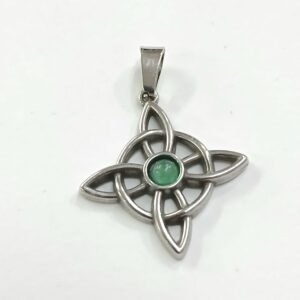 Colgante Nudo de Bruja y Fluorita | Acero