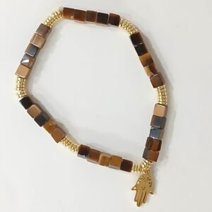 Pulsera Ojo de Tigre y Mano de Fatima | Acero