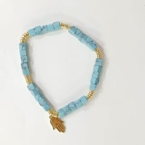 Pulsera Turquesas y Mano de Fátima | Acero