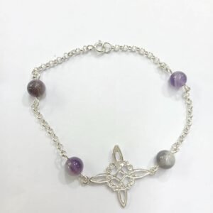 Pulsera Nudo de Bruja y Amatista | Plata de Ley